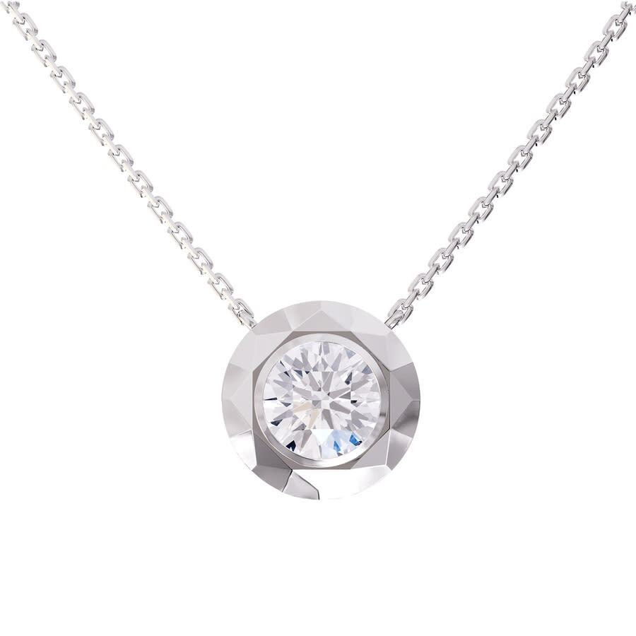 Diamond2Deal - Diamond2Deal 14k White Gold 3 Ct Round Lab Grown Diamond Pendant Necklace 18" Chain VVS-VS, E-F - 1