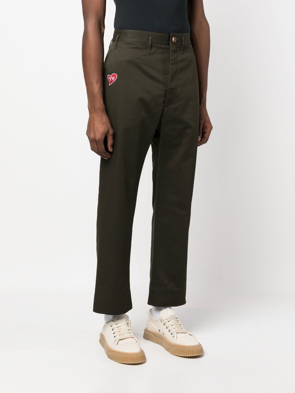 embroidered heart-motif cropped trousers - 3