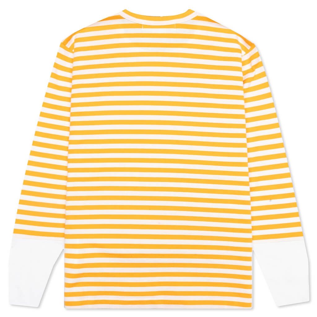 WOMEN'S STRIPED WHITE SLEEVE L/S T-SHIRT - YELLOW - 2
