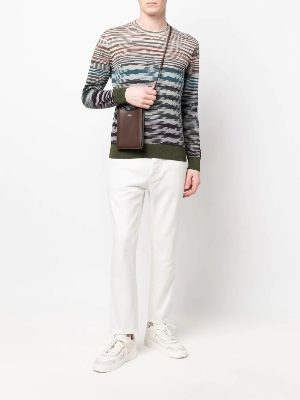 intarsia stripe-knit crew-neck jumper - 2