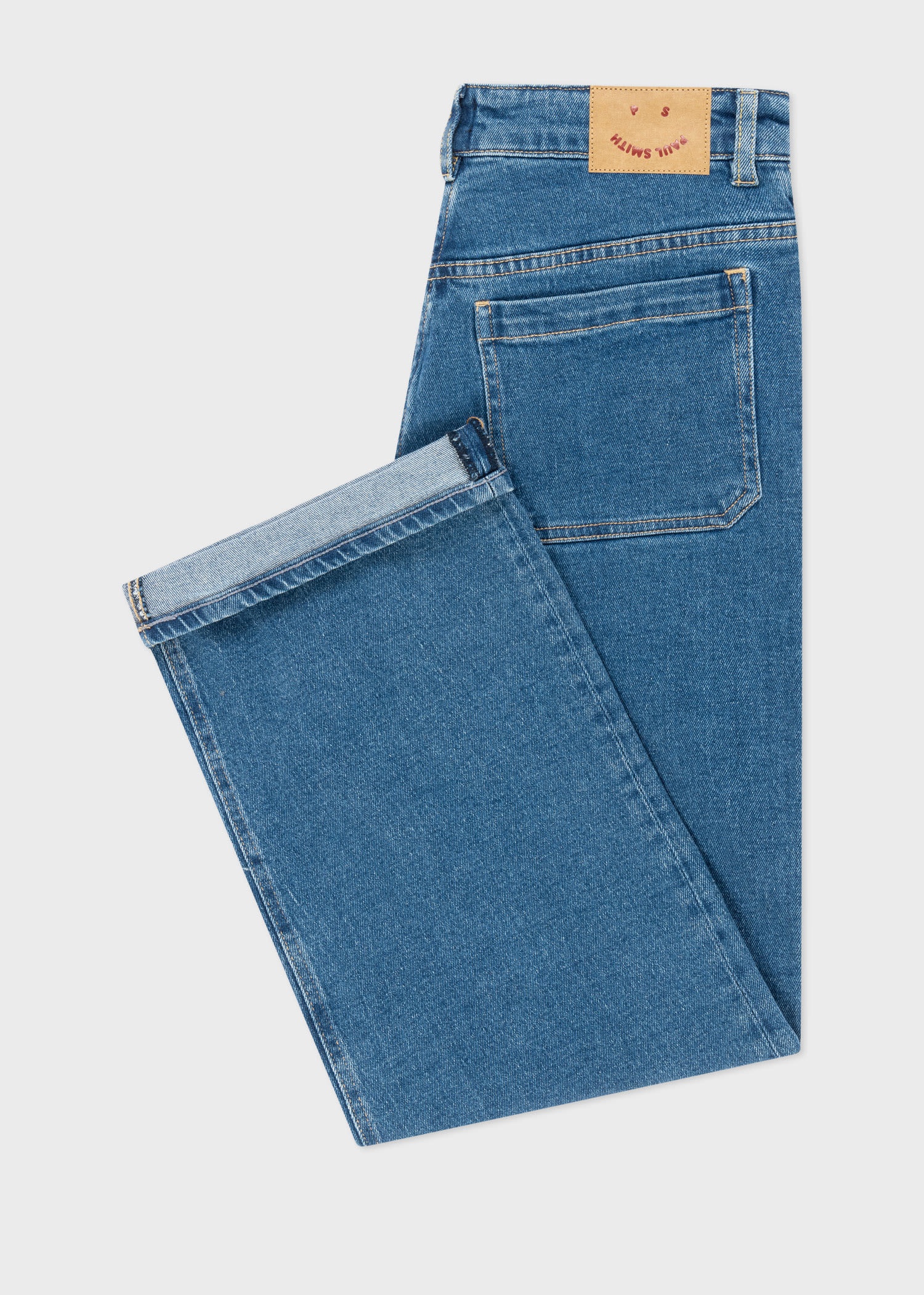 Mid-Wash Cropped Wide Leg Jeans - 2