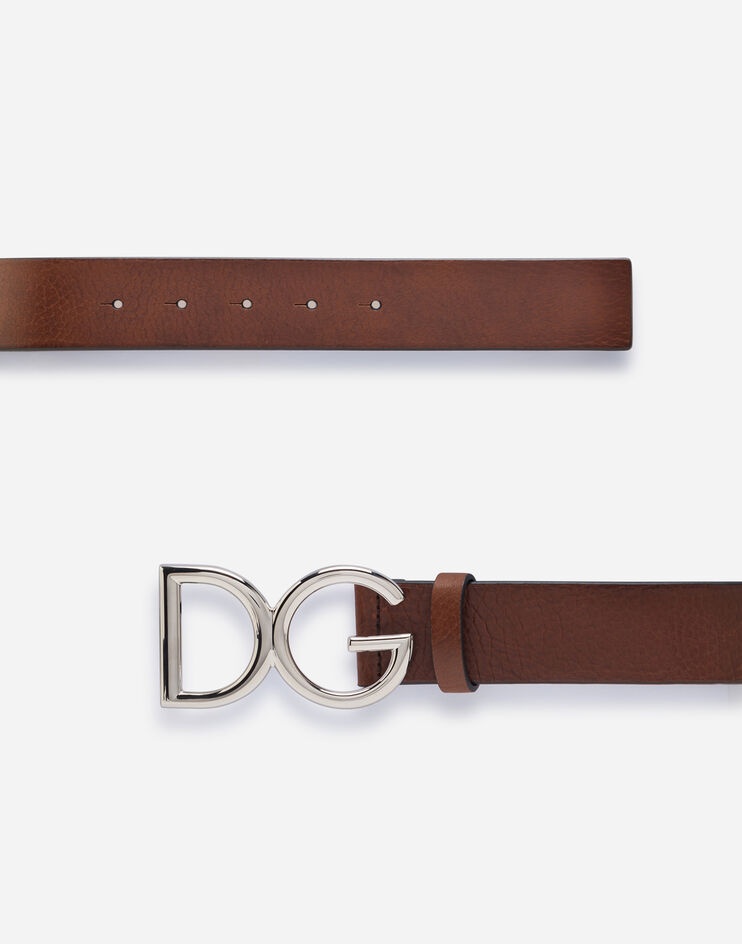 Tumbled leather belt with DG logo - 2