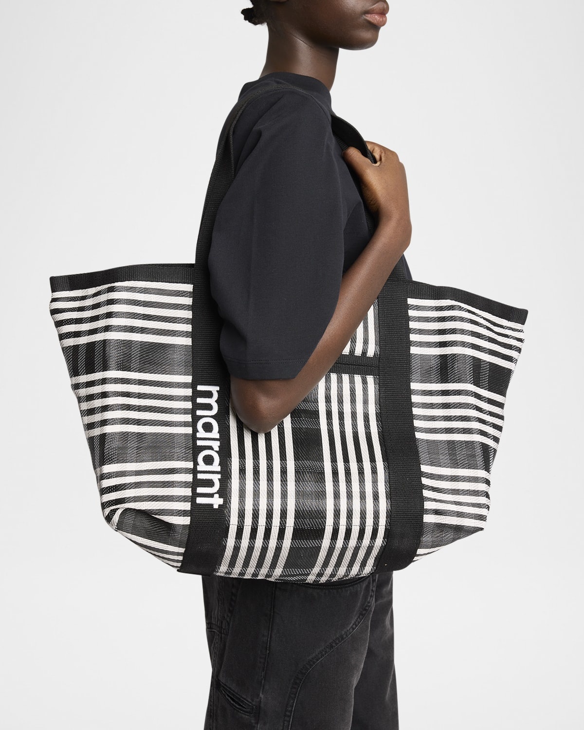 Isabel Marant Darwen Striped Nylon Tote Bag | neimanmarcus