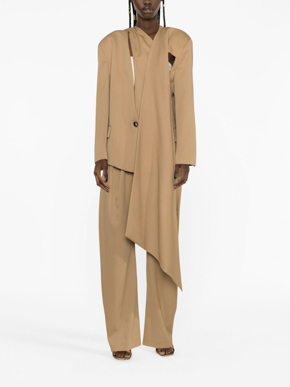 scarf-embellished single-breasted blazer - 2