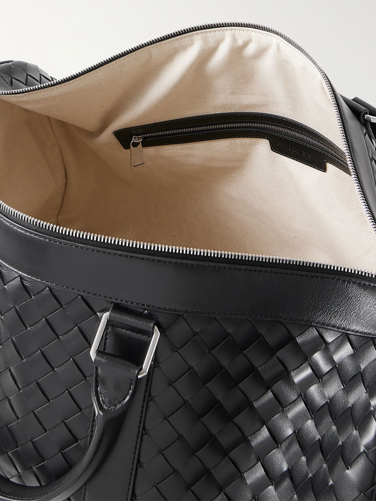 Intrecciato Leather Duffle Bag Black - 5