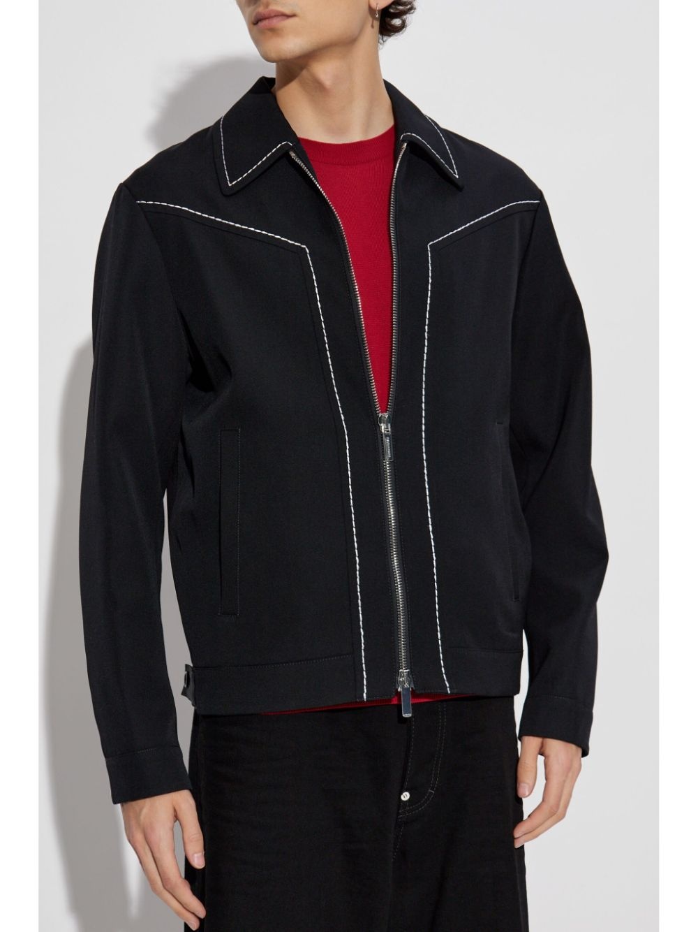 topstitched wool jacket - 3