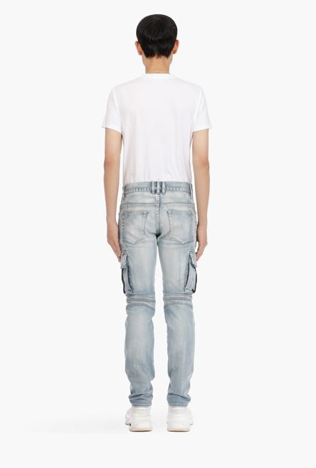Tapered blue cotton jeans - 3
