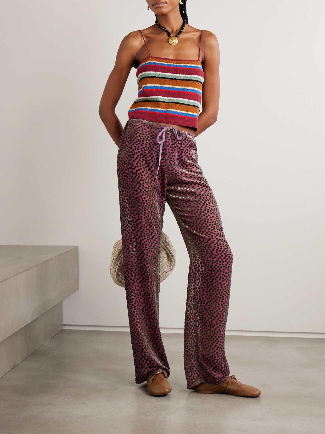 Starkey Embroidered Striped Cotton Camisole - 2
