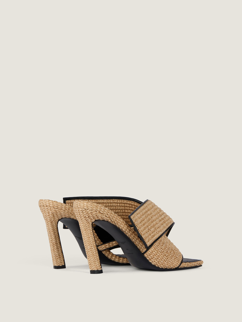 SLICED SQUARE RAFFIA-EFFECT HEELED MULES 4