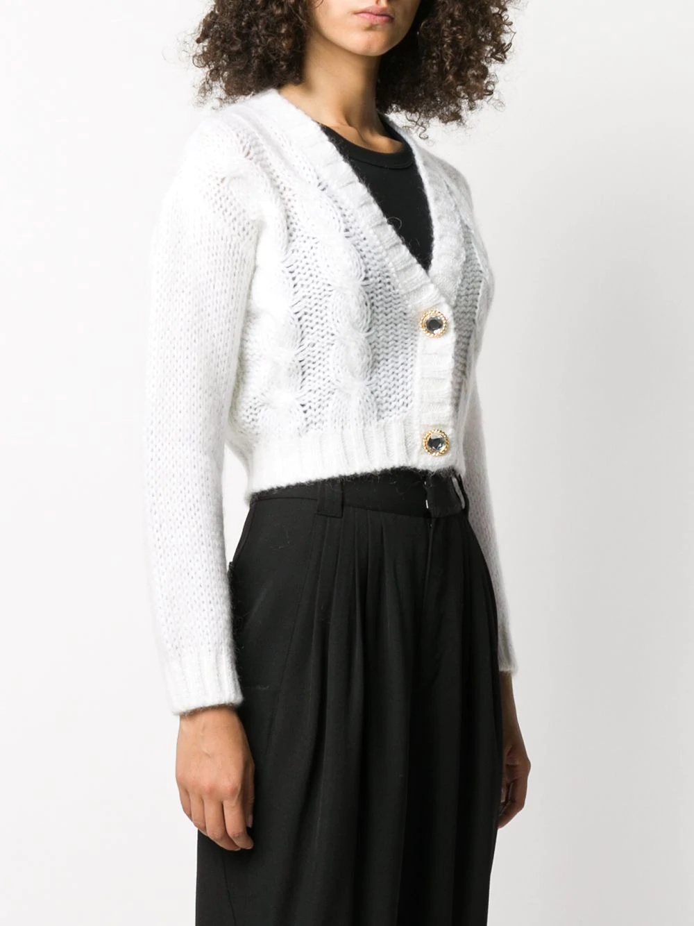 cropped cable knit cardigan - 3