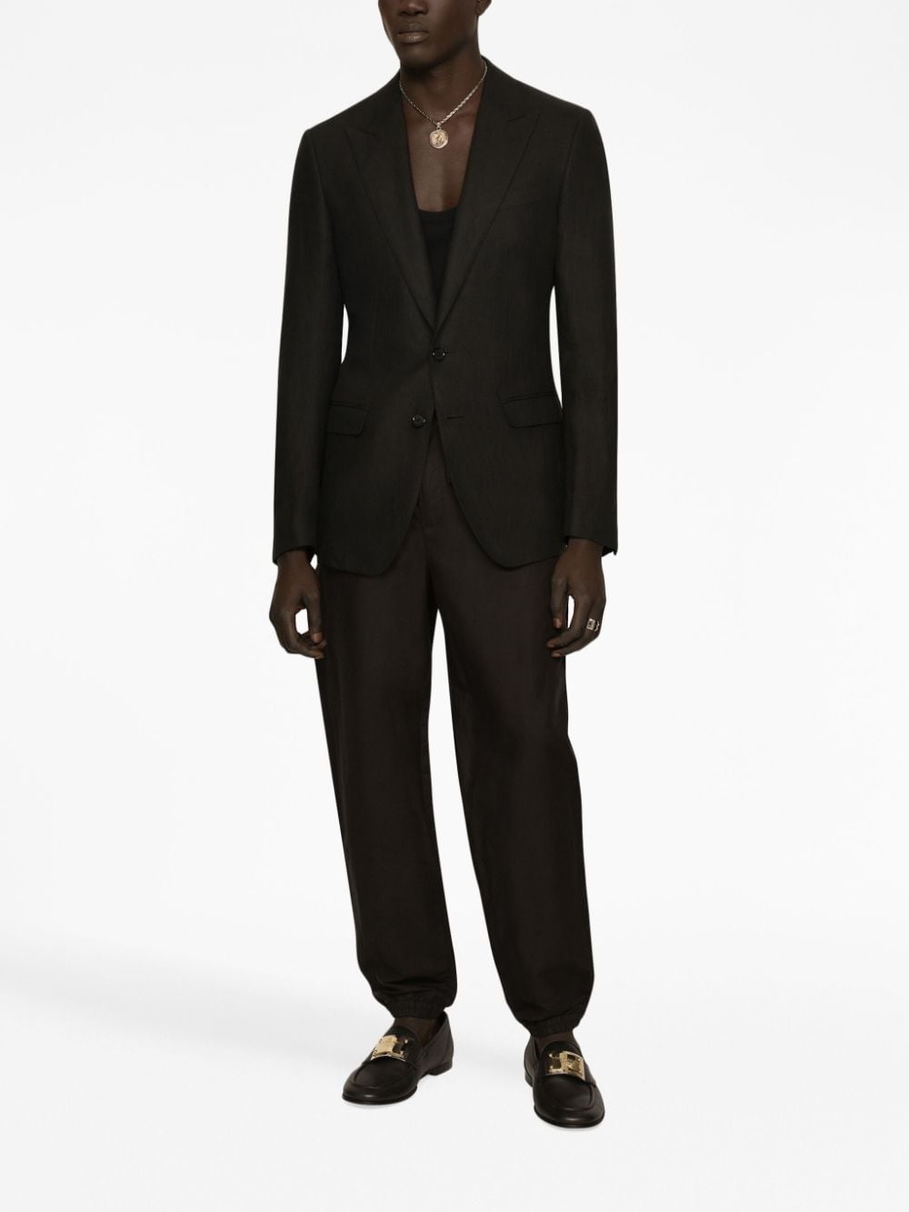 single-breasted linen blazer - 3