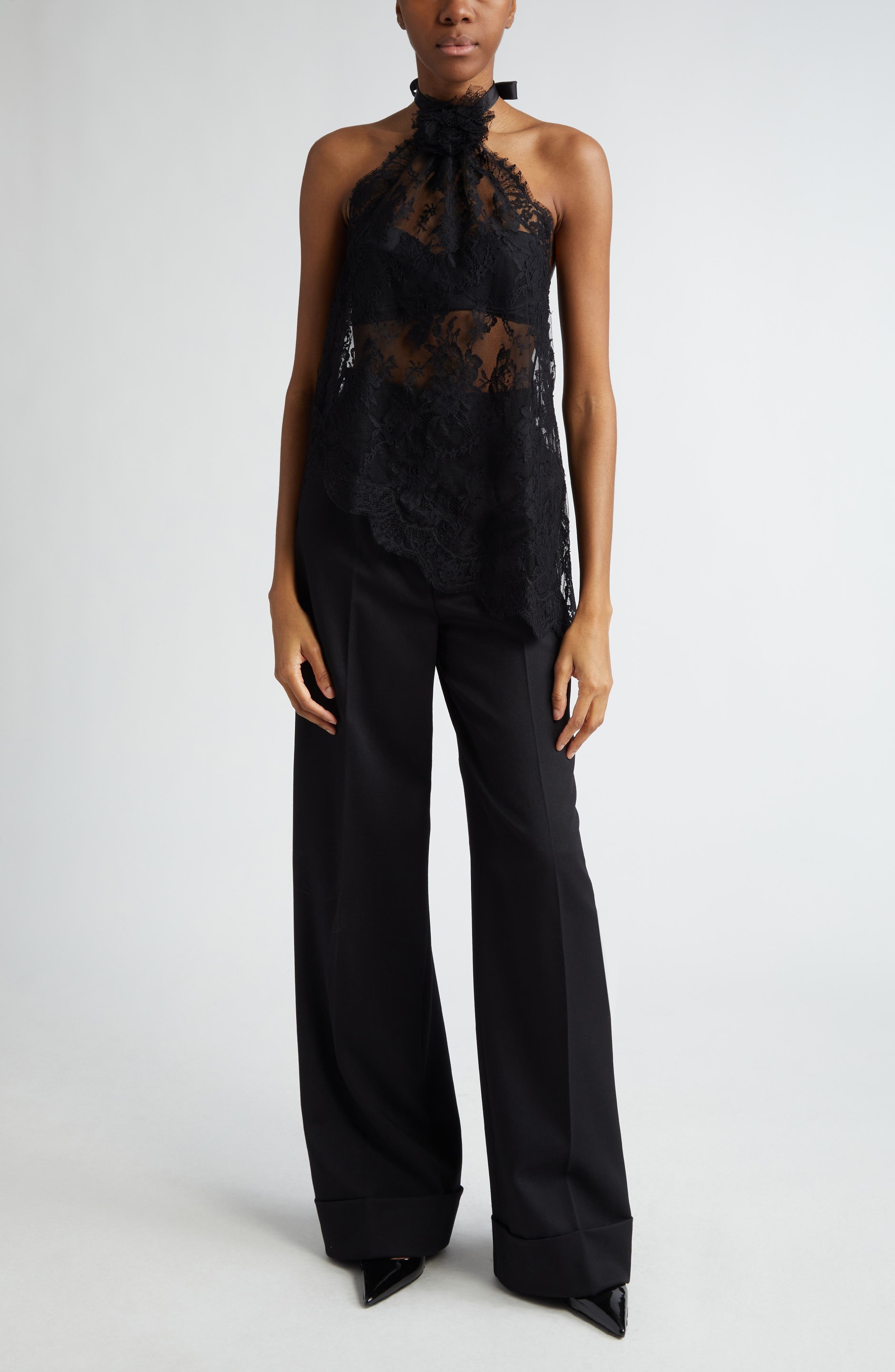 Floral Lace Halter Top - 2