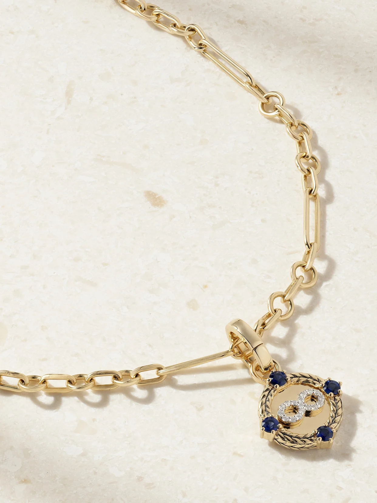Infinite Gratitude + Fine Mixed Clip 18-karat Gold Diamond And Sapphire Necklace - 1