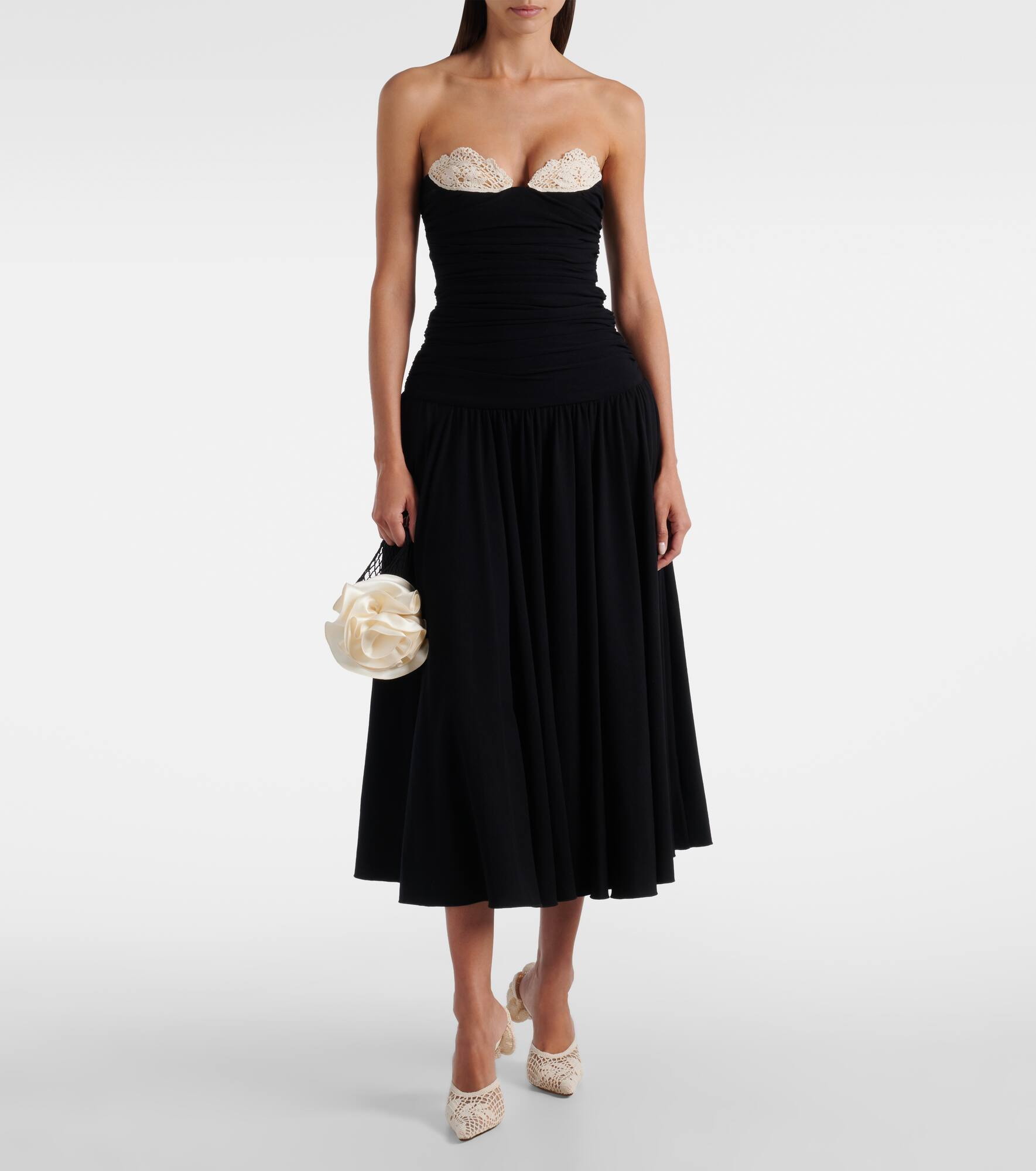 Crochet-trimmed jersey cocktail dress - 2