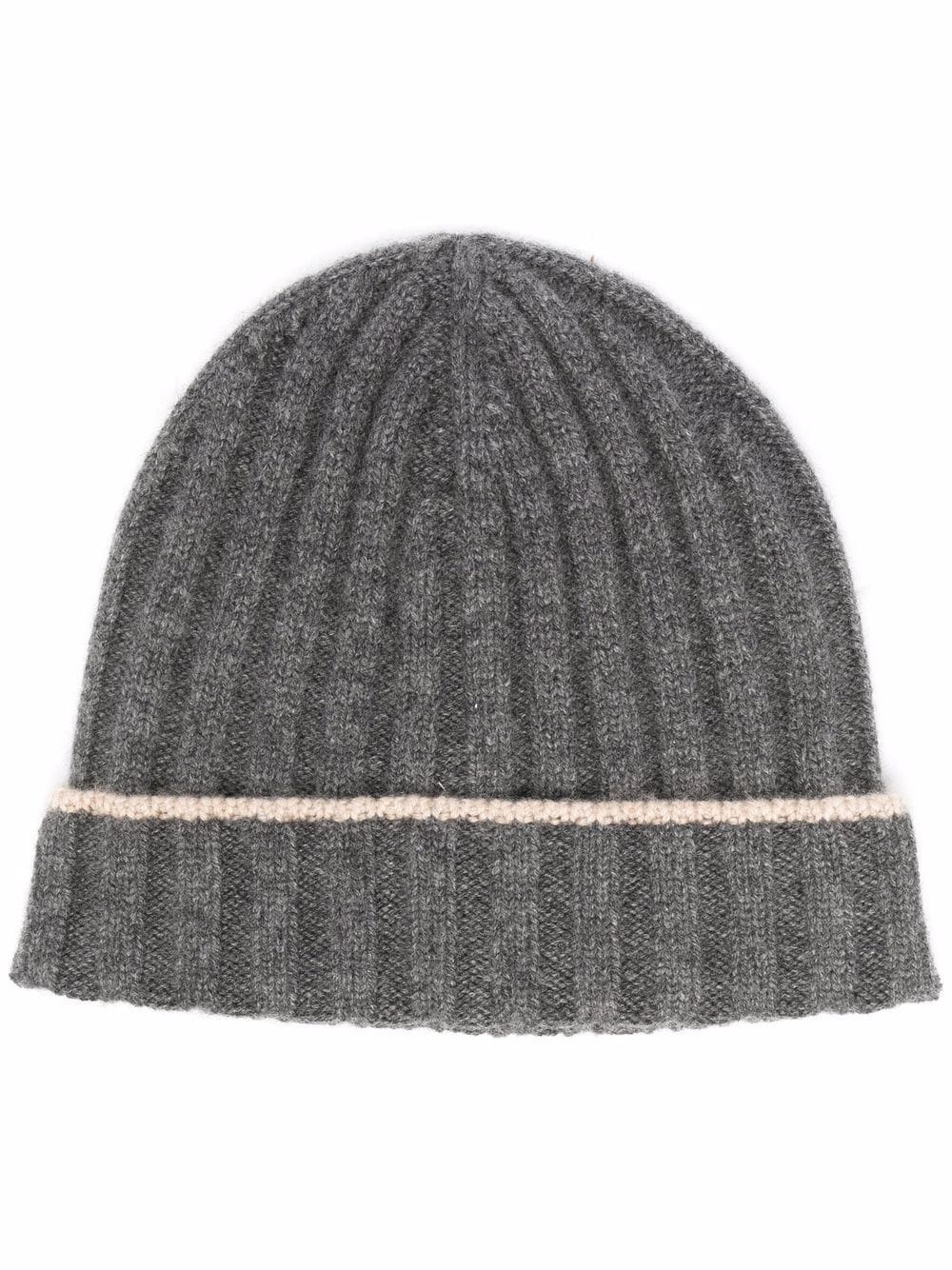 cashmere two-tone beanie - 1