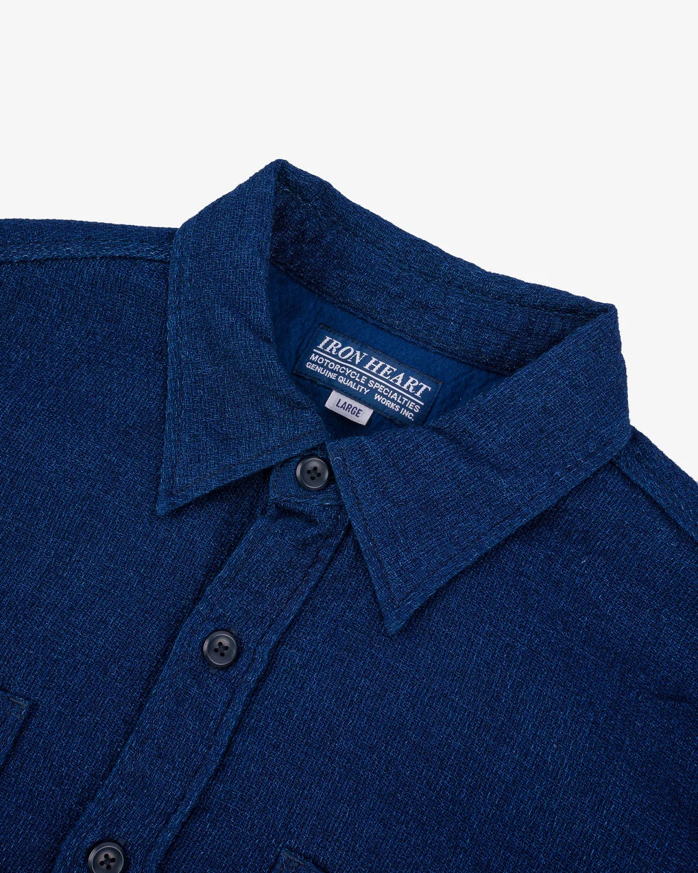 IHSH-417-IND 5oz Double Gauze Short Sleeved Work Shirt Indigo - 2
