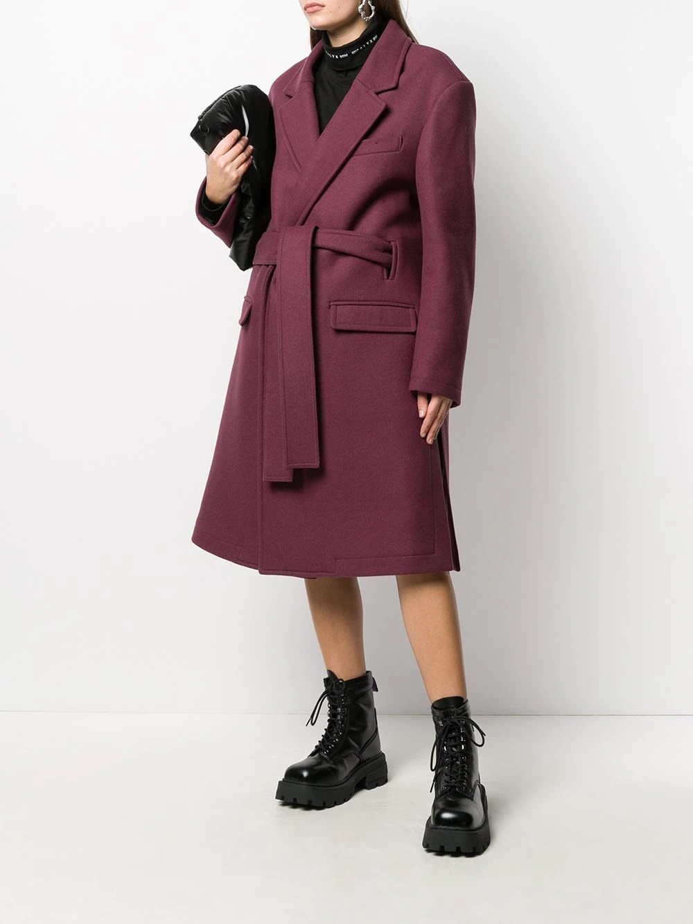 belted single-breasted coat - 3