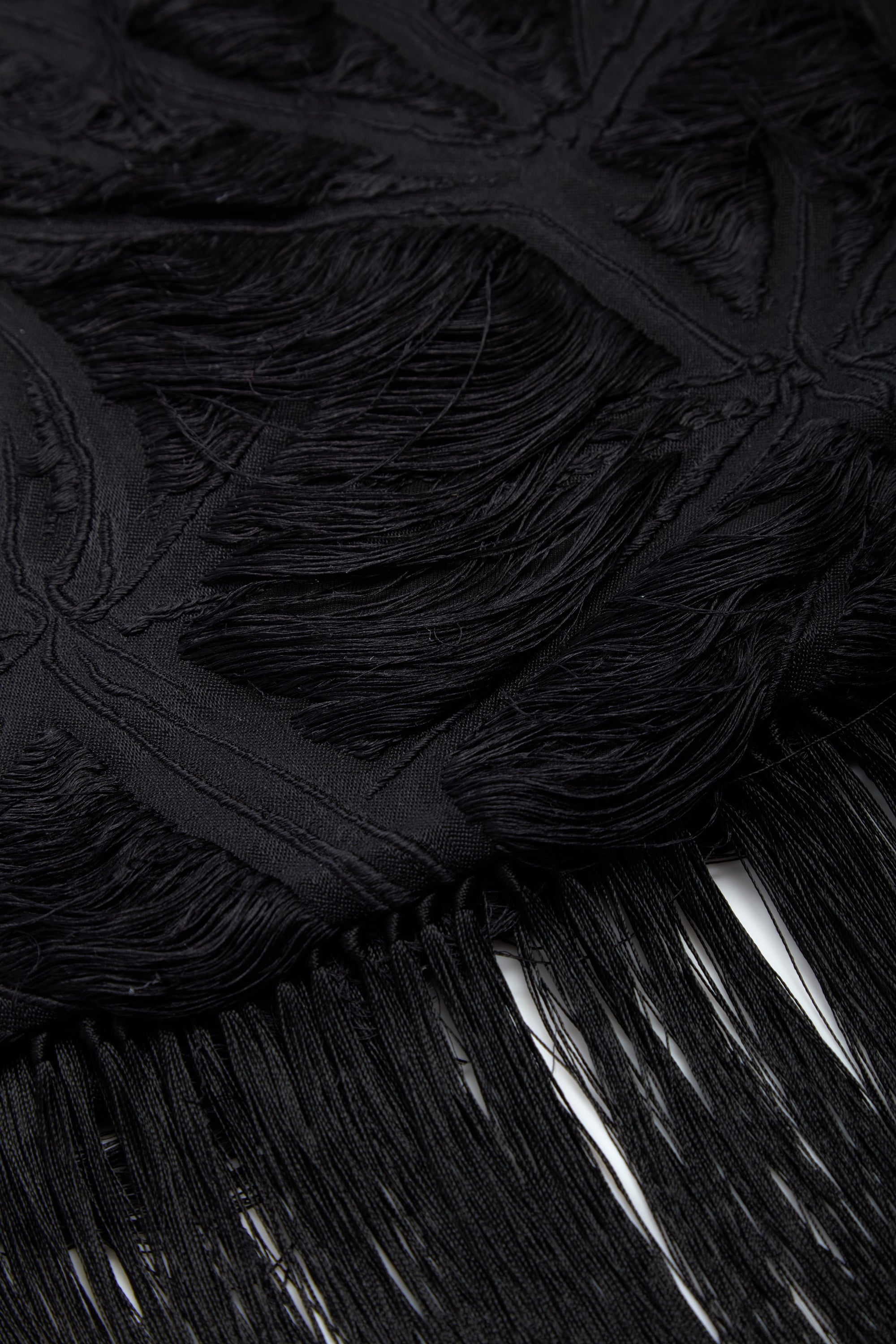 Blaine Scarf in Black Silk Virgin Wool Jacquard - 3