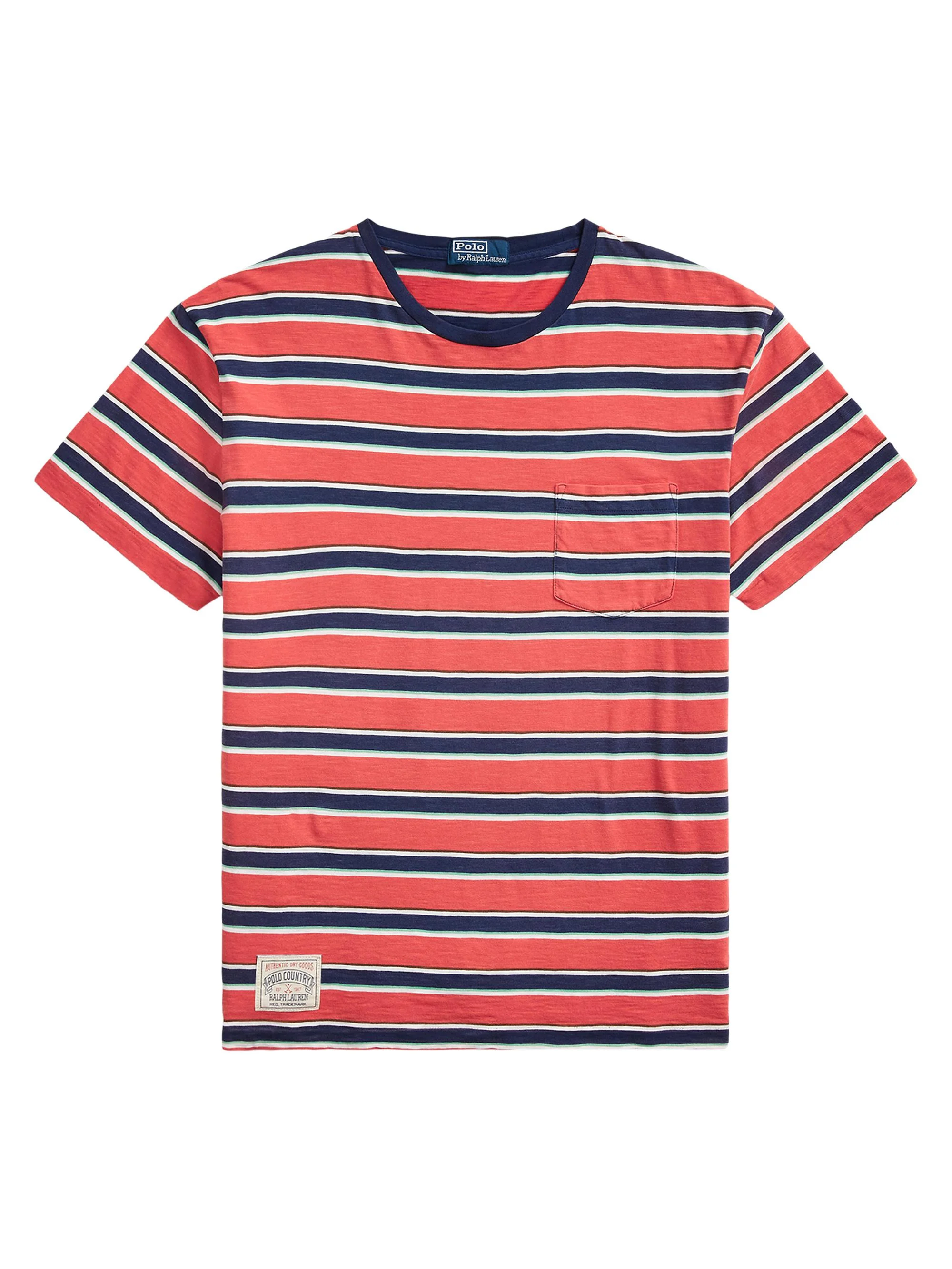 Men's Striped Cotton Gauze Jersey T-Shirt - Red Multi - 1