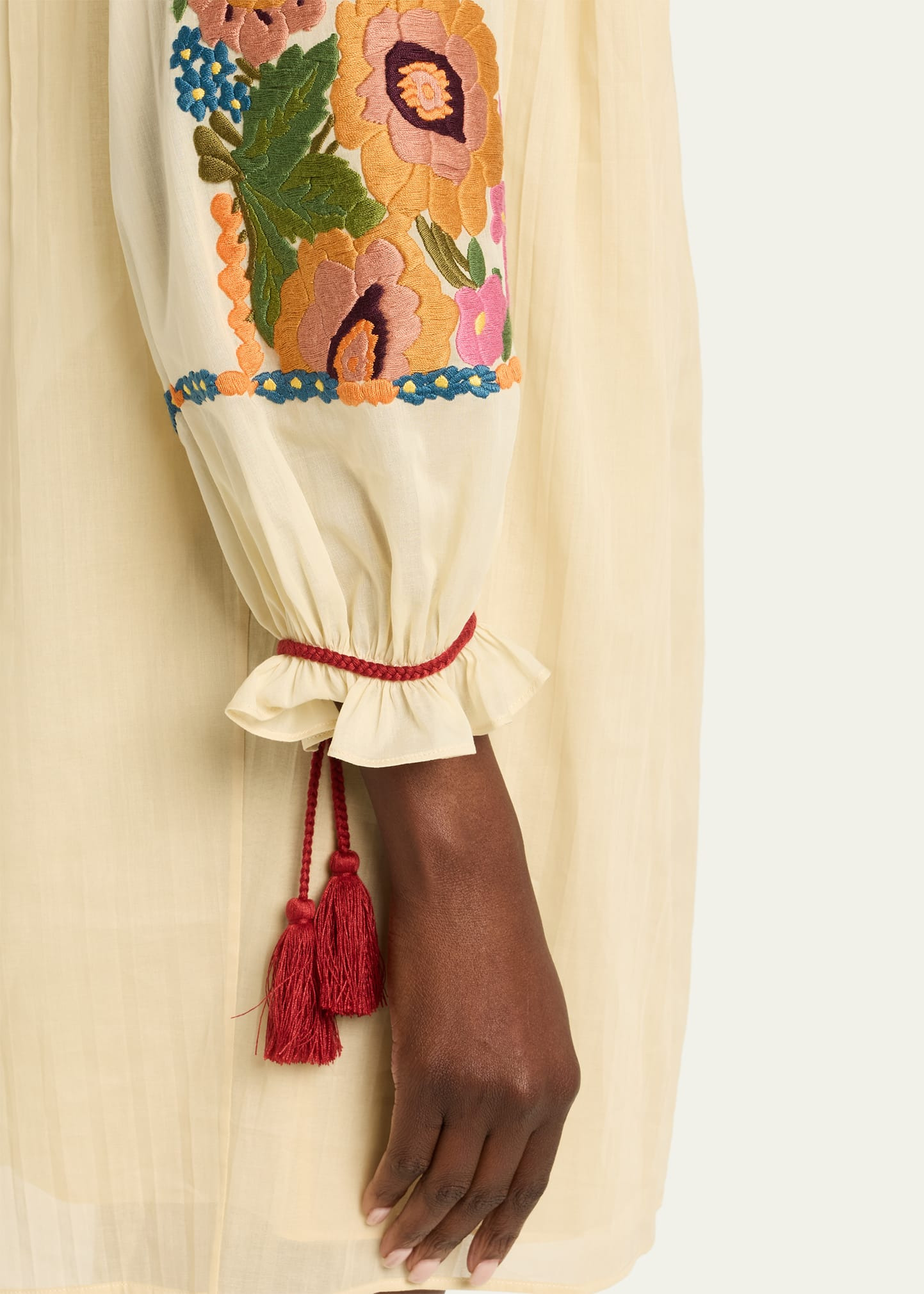 Floral Embroidered Pintuck Blouse - 5