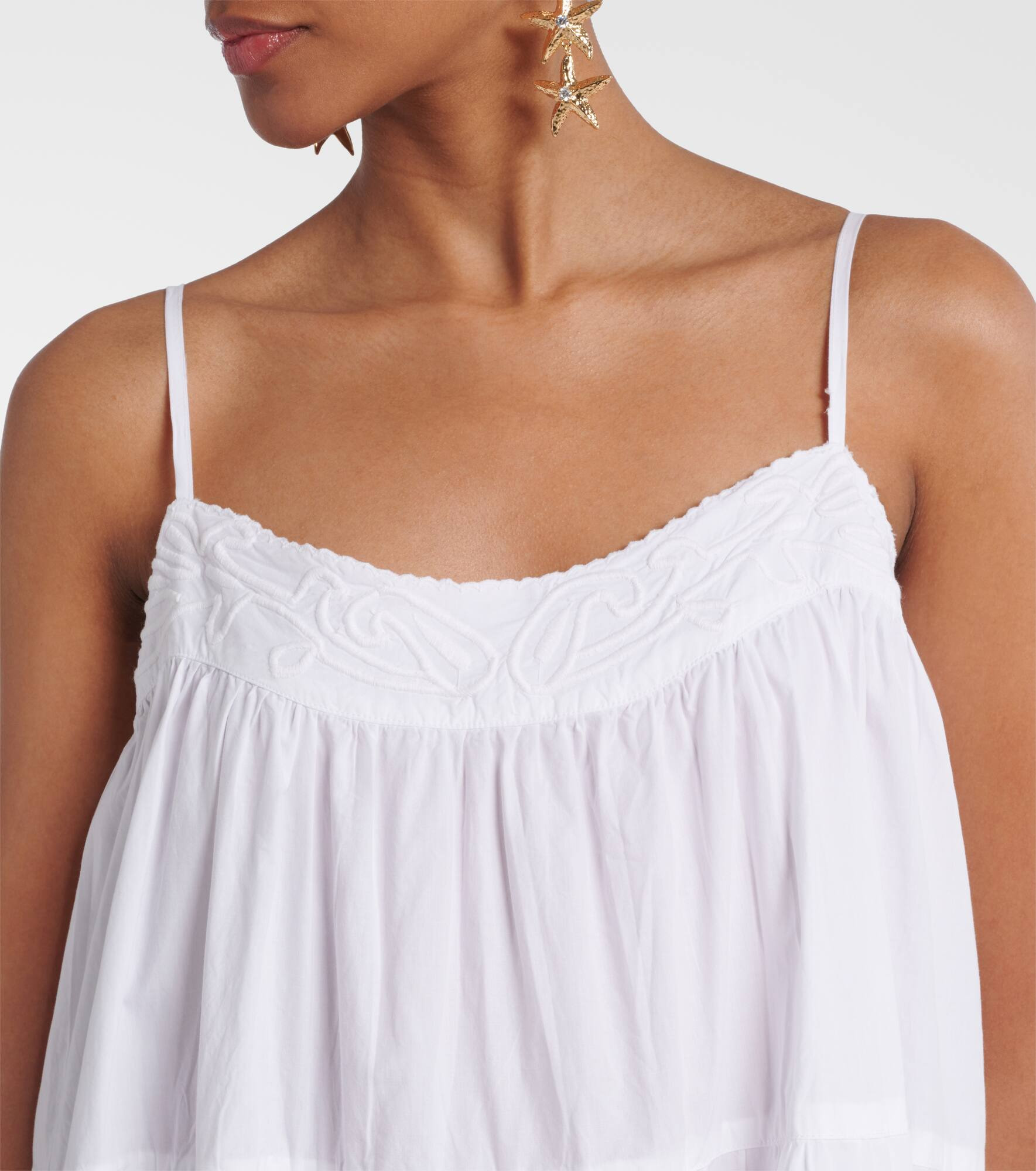 Embroidered cotton poplin slip dress - 4