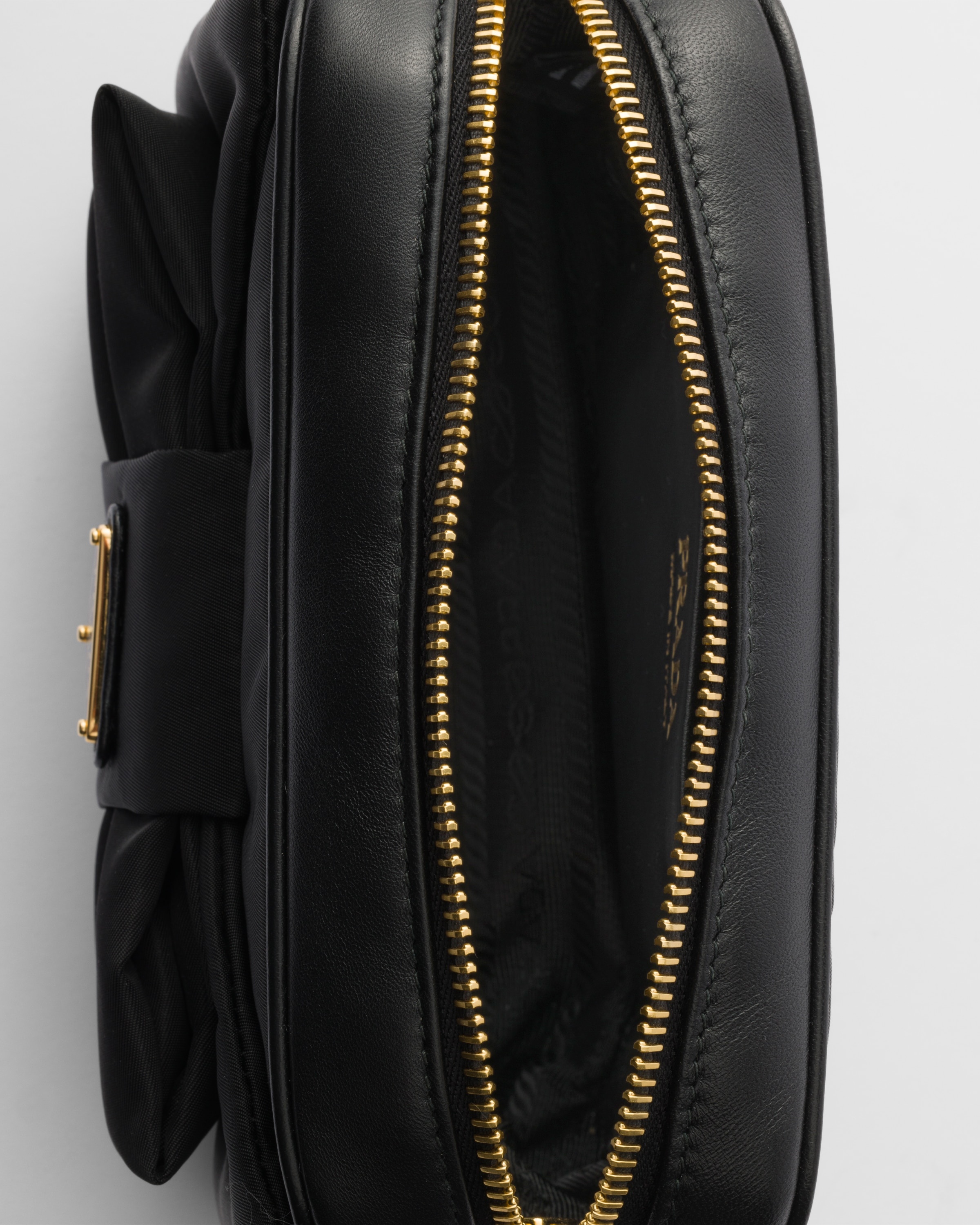 Re-Nylon and nappa leather mini shoulder bag with bow - 4