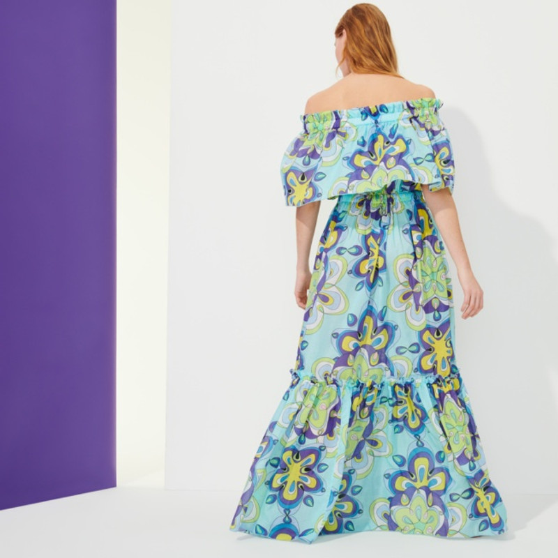 Women Cotton Off the Shoulder Long Dress Kaleidoscope 4