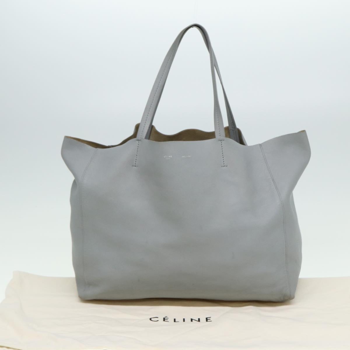 CELINE Horizontal Cabas Tote Bag Leather Light Blue - 12