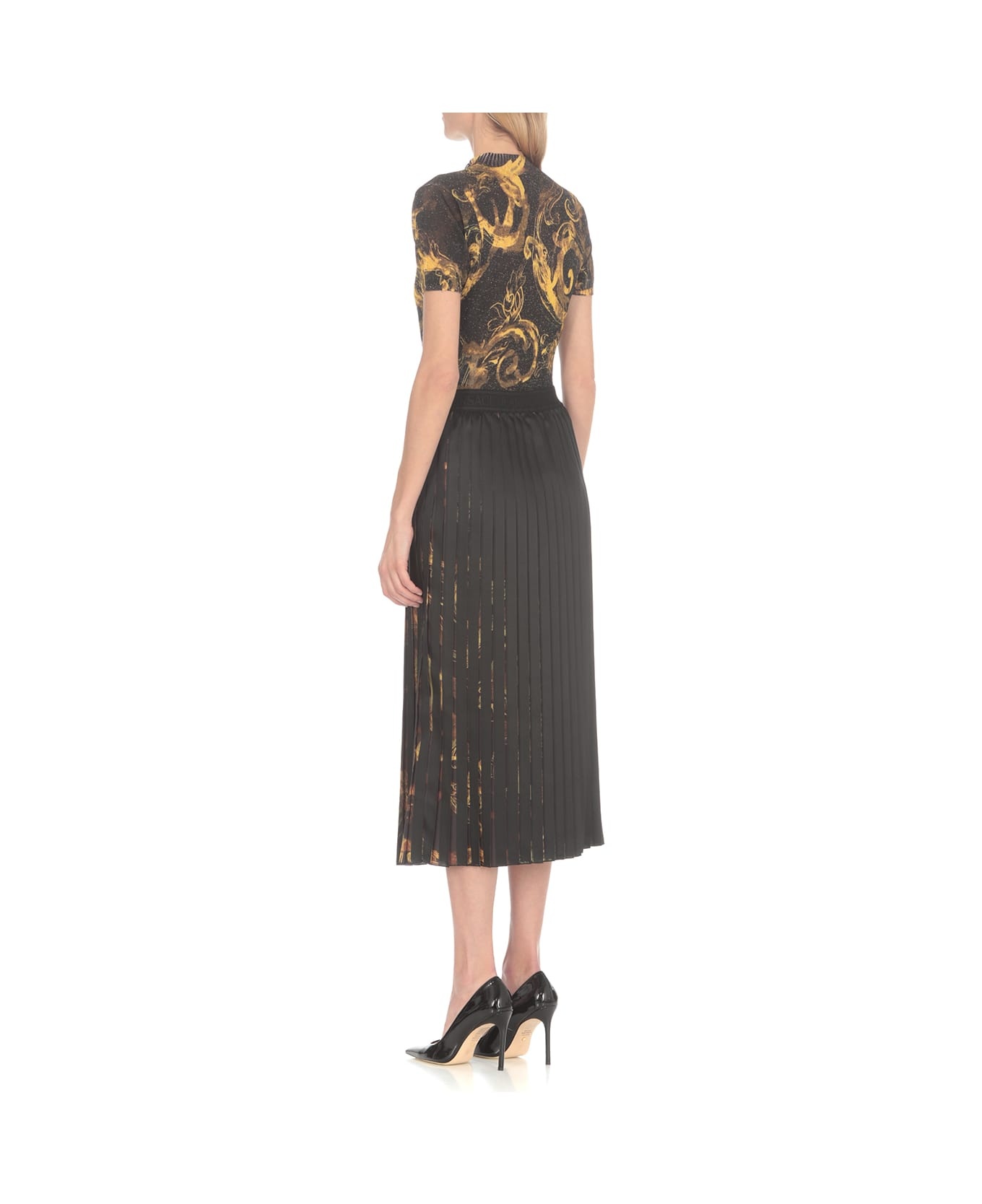 Watercolour Couture-print Pleated Skirt - 4