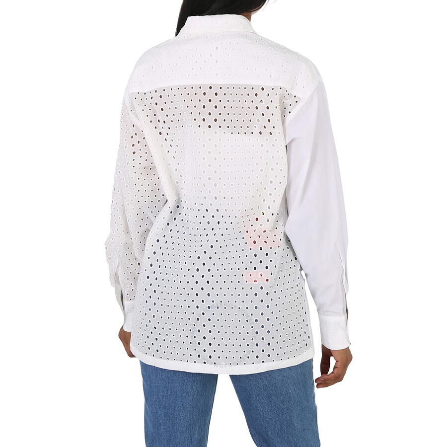Kenzo Ladies Off White Broderie Anglaise Long-Sleeve Cotton Shirt - 5