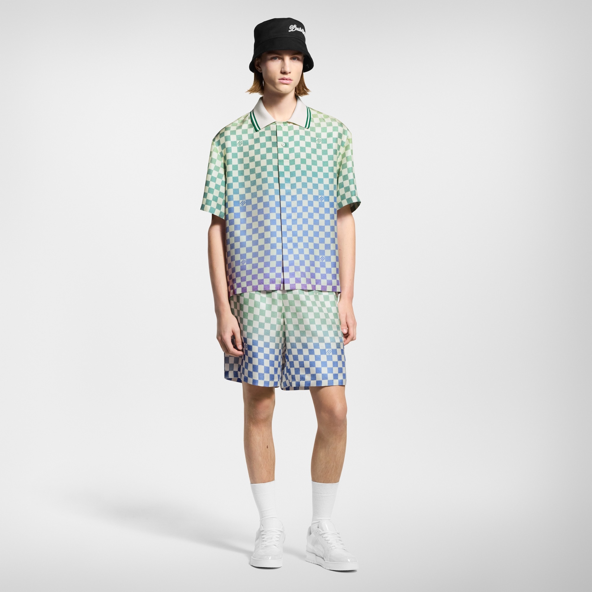 Damier Gradient Printed Silk Shorts - 4