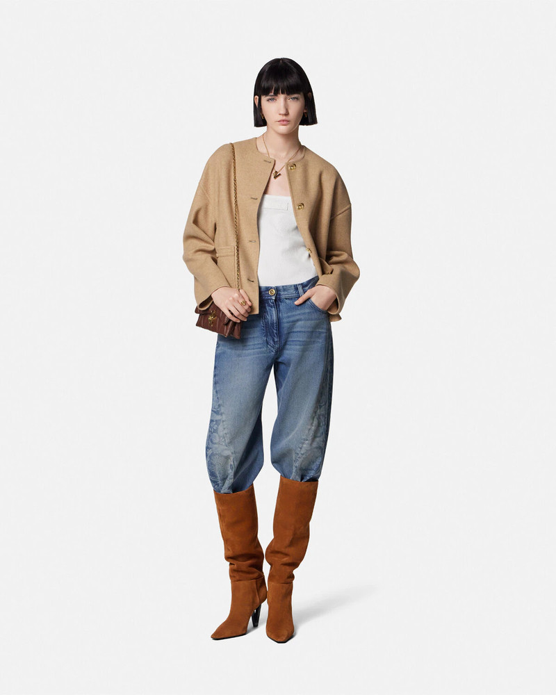 VERSACE Barocco Crop Twisted Jeans outlook