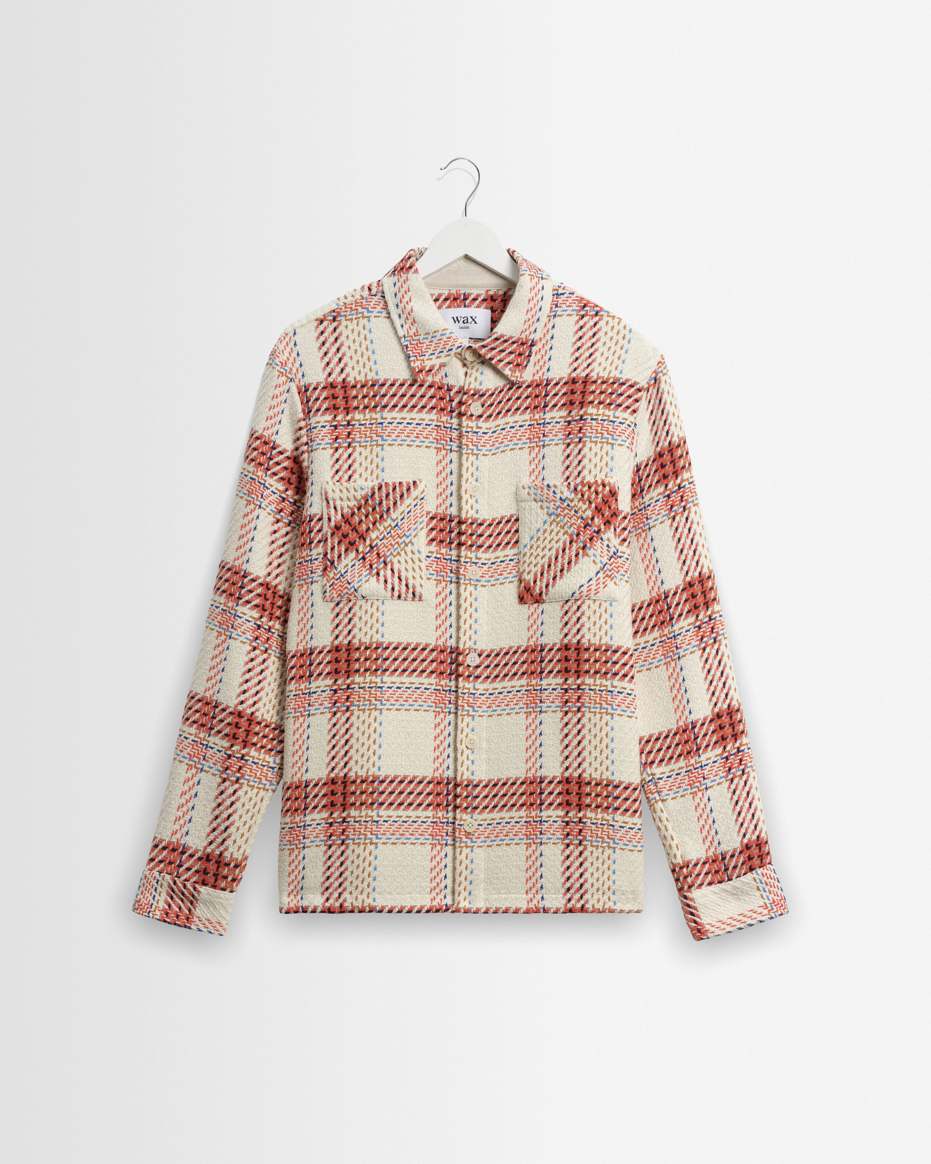 Whiting - Ecru And Red Plaid Weave Overshirt - 1
