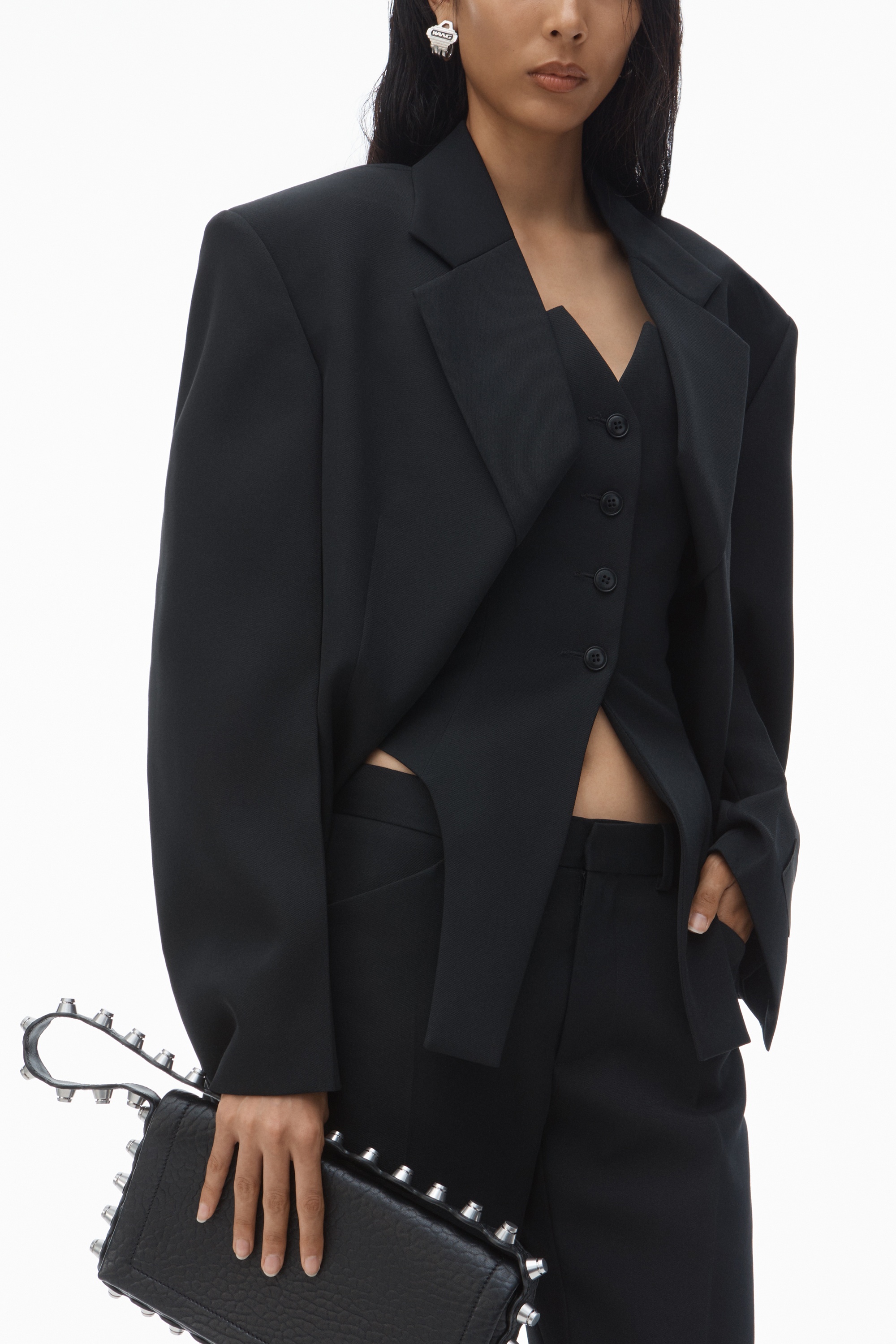 Exaggerated Split Front Boxy Blazer - 3