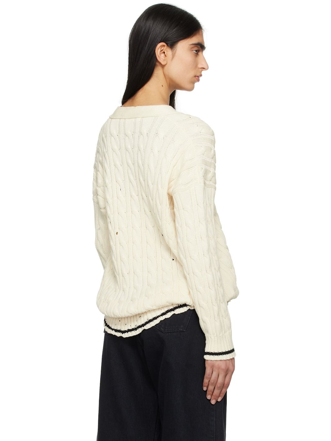 Off-White Dishevelled Cable Cotton Cardigan - 3