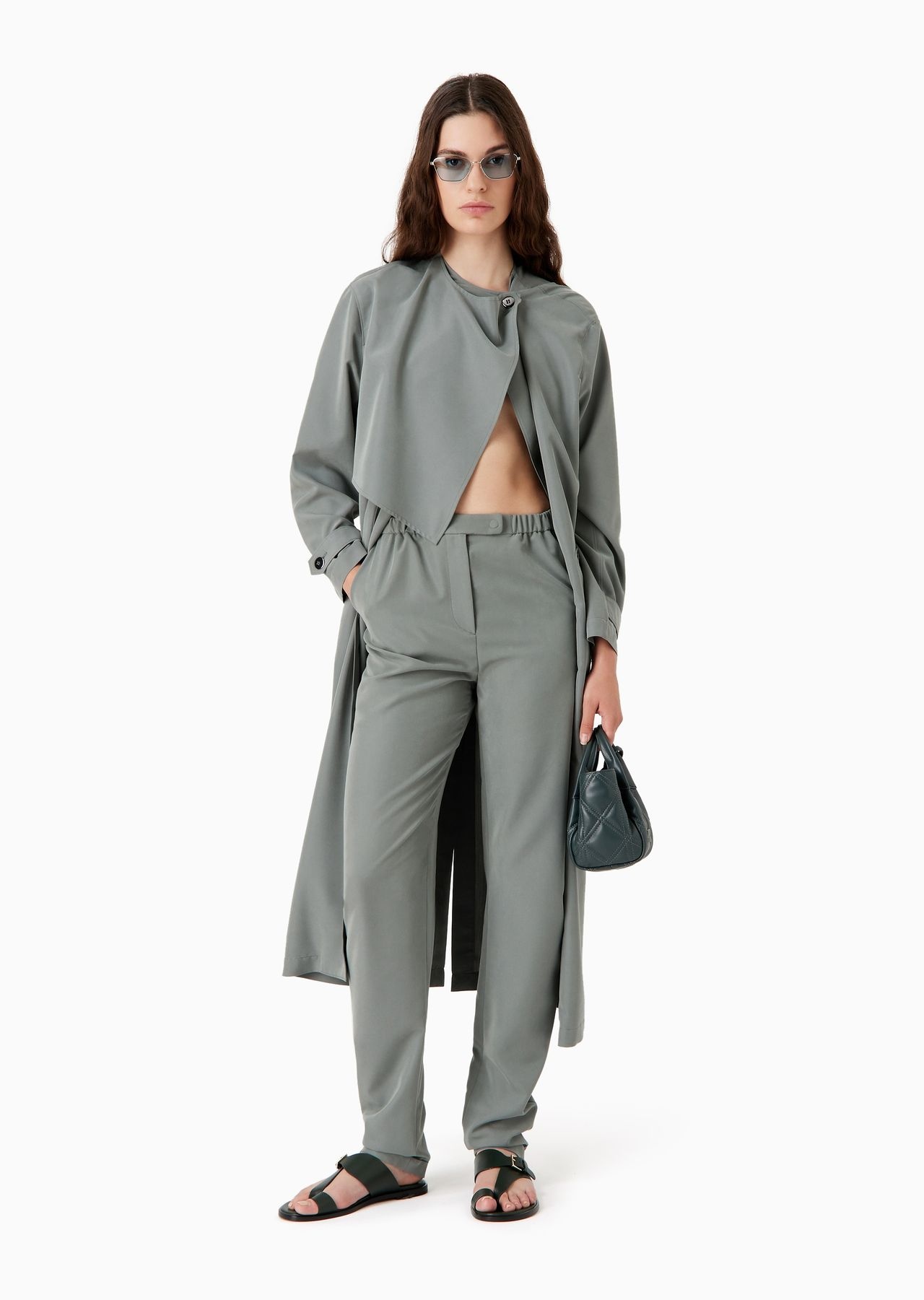 Belted cupro trench coat with wrap closure - 4