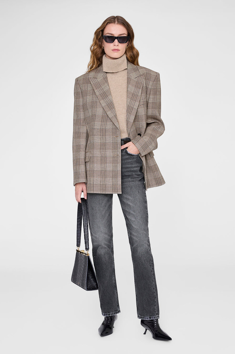 ANINE BING Aretha Blazer - Brown Plaid outlook