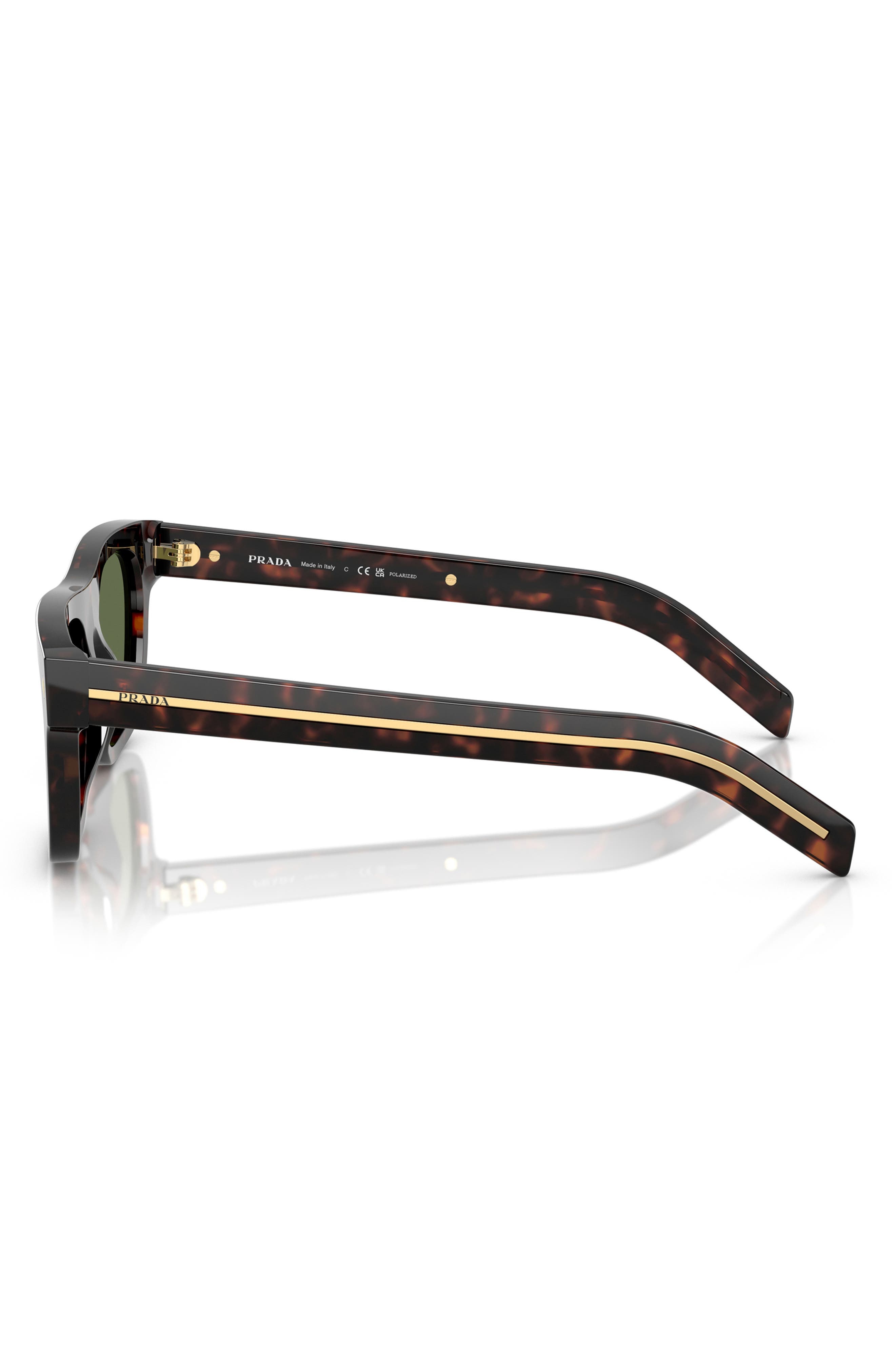 Prada 55mm Polarized Pillow Sunglasses in 17N20G55 Brown Tort at Nordstrom - 3