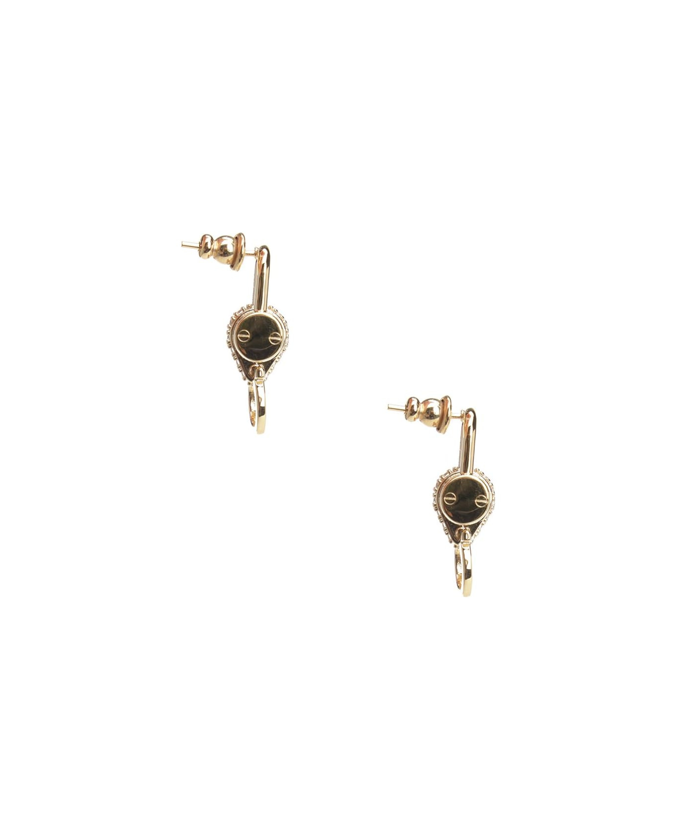 Crystal Embellished Padlock Earrings - 2