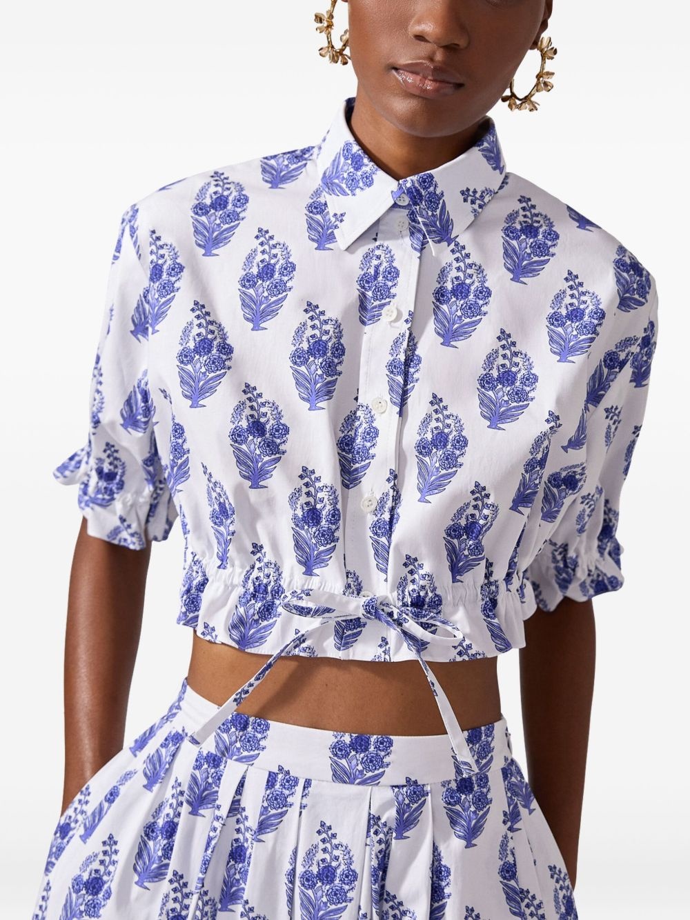 floral-print cropped shirt - 4