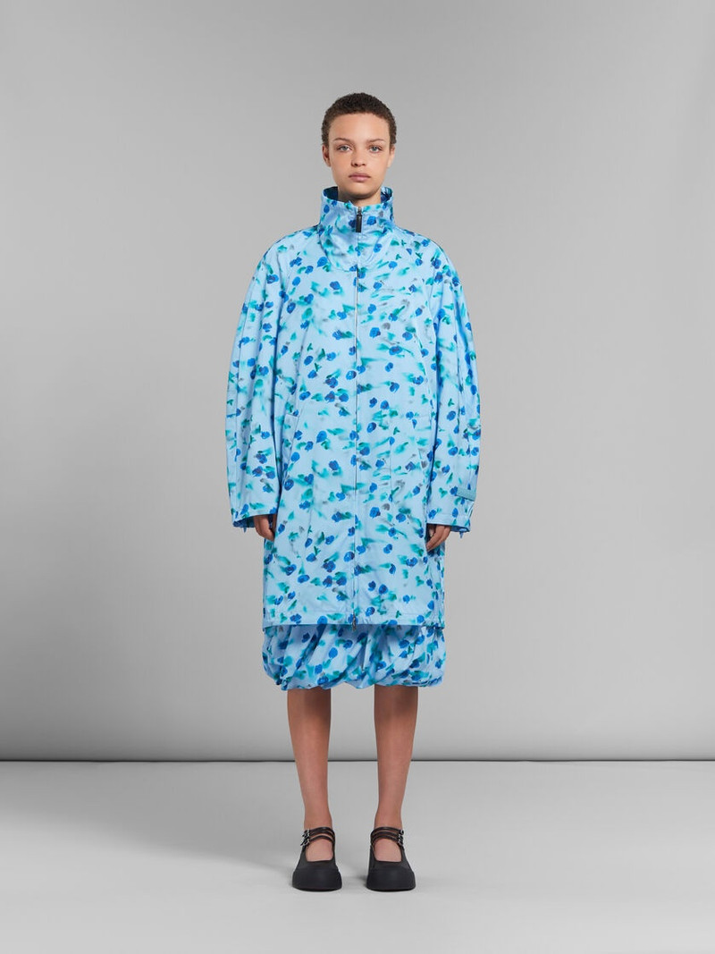 Marni LIGHT BLUE GATHERED TAFFETA PARKA WITH REVERIE PRINT outlook