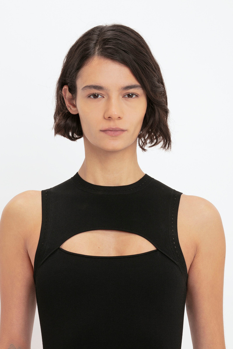 VB Body Slash Front Midi Dress In Black 5