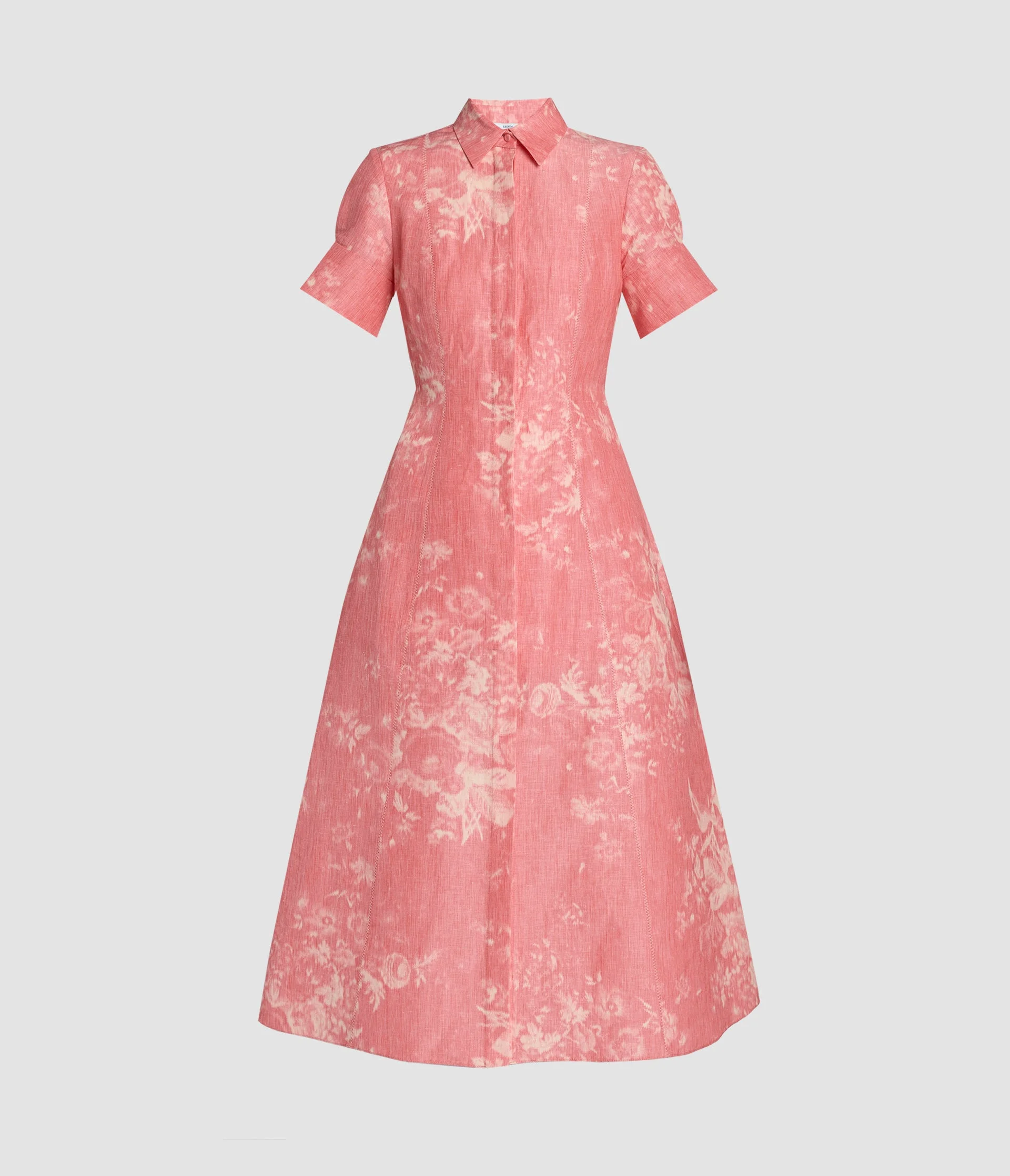 FLORAL PRINT LINEN CHINE MIDI SHIRT DRESS - 1