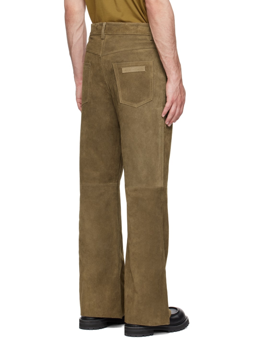 Brown Five-Pocket Leather Pants - 3