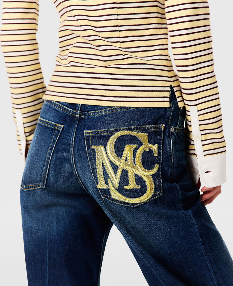 Crest-Embroidered Straight Jeans 4