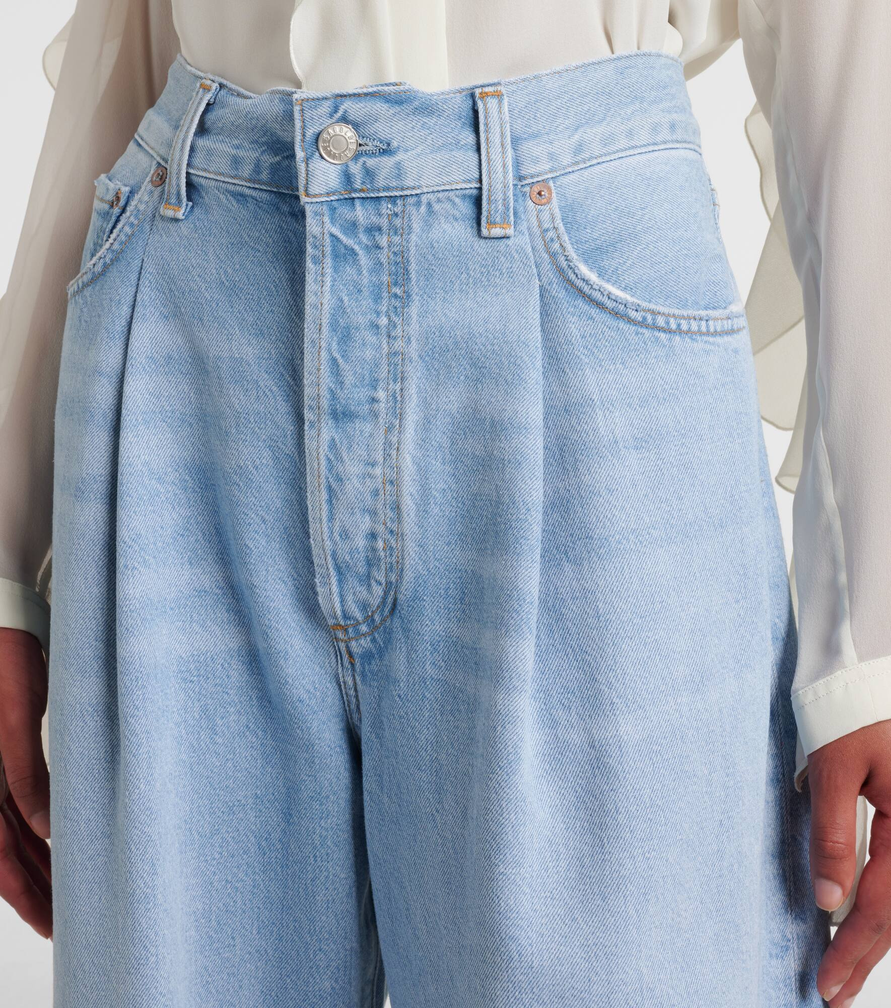 Franka pleated mid-rise wide-leg jeans - 4