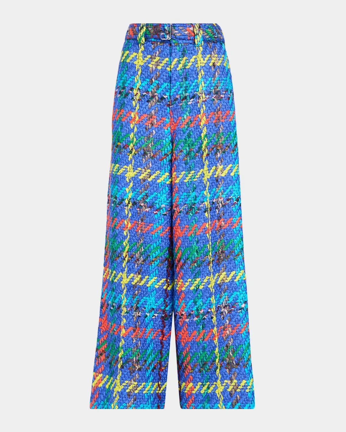 Crayon Tweed Wide-Leg Trousers With Belt - 1