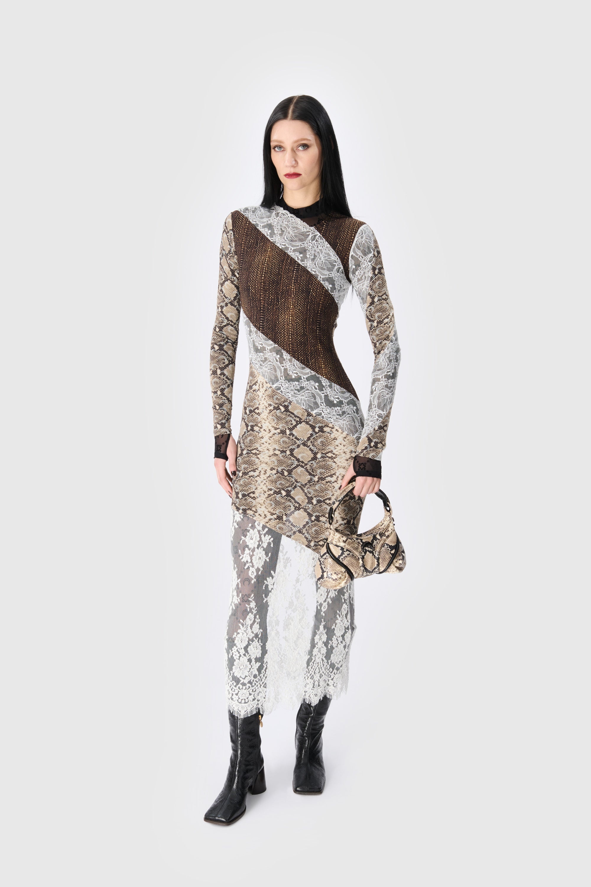 Regenerated Jersey and Lace T-Shirt Dress - 2