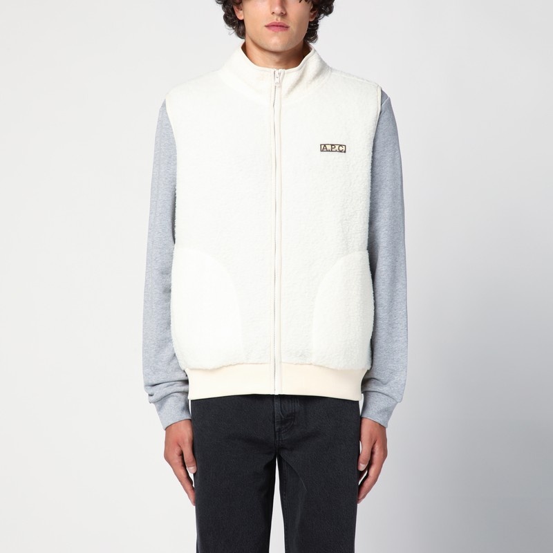 White fleece zipped waistcoat - 1