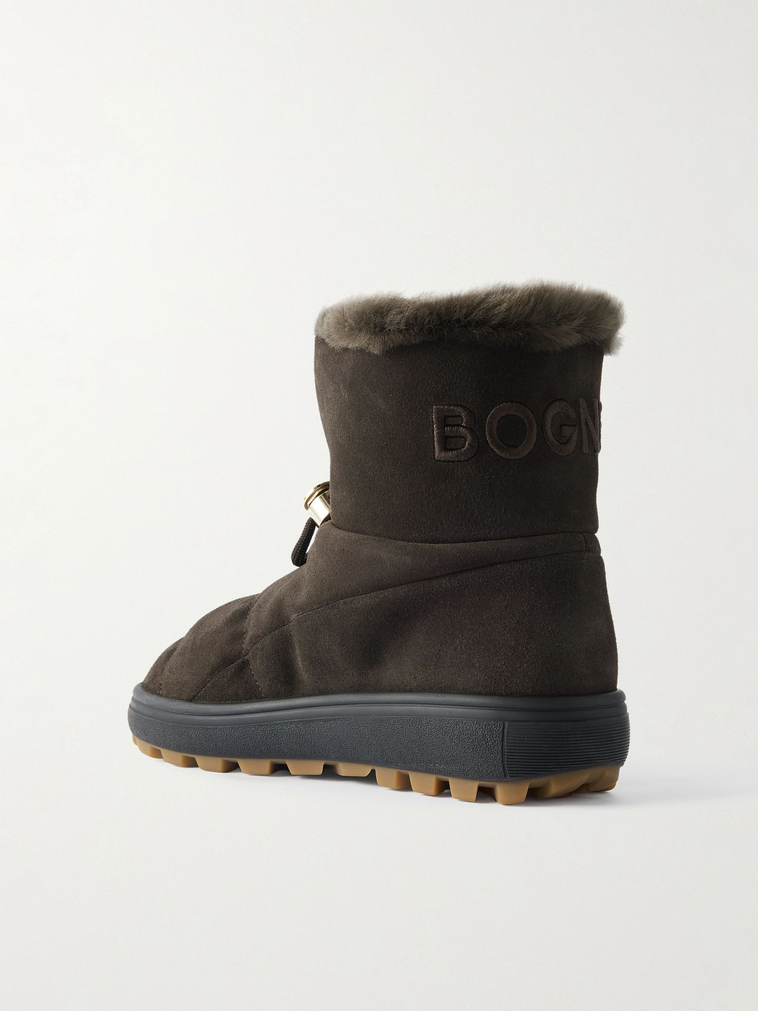 Chamonix embroidered shearling-lined suede ankle boots Chocolate - 3